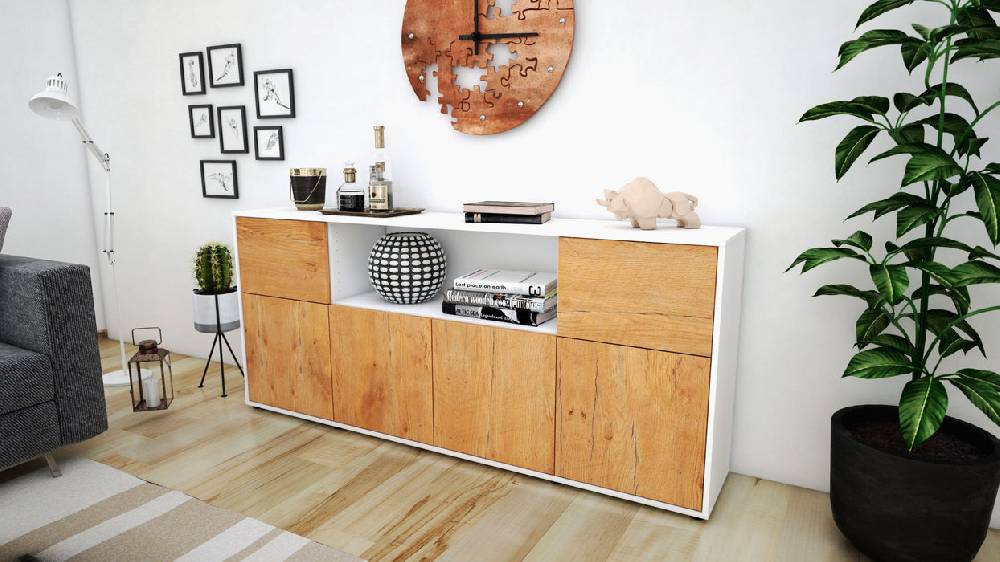 Stil Zeit Möbel Sideboard Ermentrude, Eiche (180x79x35cm) Outlet
