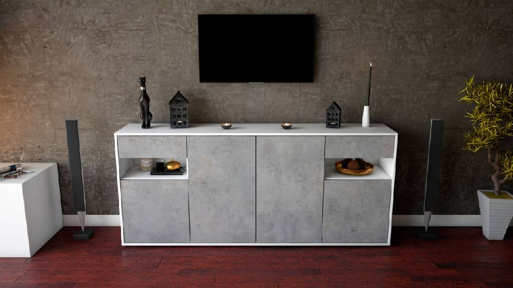 Stil Zeit Möbel Sideboard Franca, Beton (180x79x35cm) Angebote
