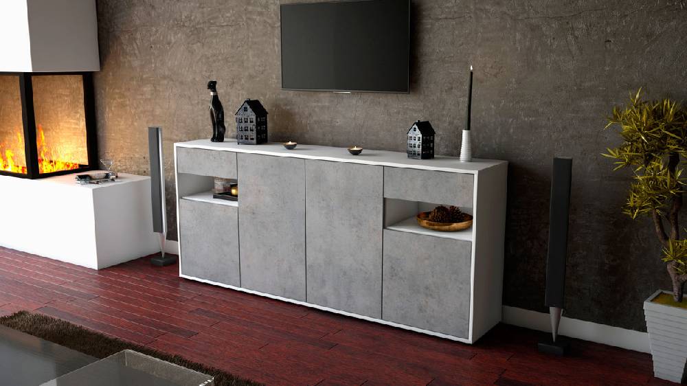 Stil Zeit Möbel Sideboard Franca, Beton (180x79x35cm) Angebote
