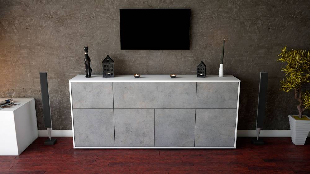Stil Zeit Möbel Sideboard Gianna, Beton (180x79x35cm) im Angebot