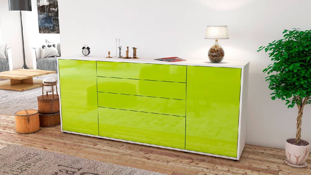 Stil Zeit Möbel Sideboard Eleni, Grün (180x79x35cm) Sonderangebot