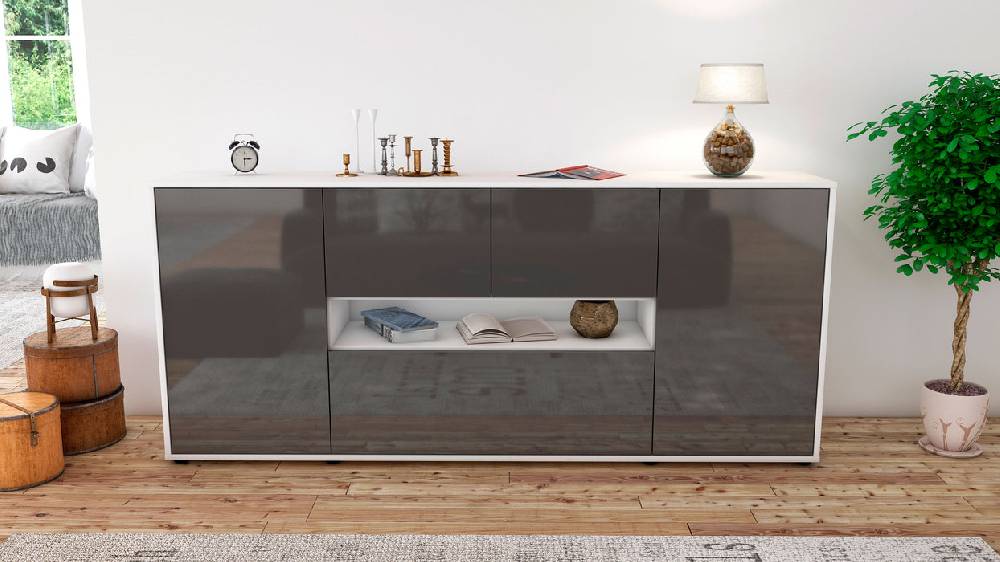 Stil Zeit Möbel Sideboard Elisabetta, Grau (180x79x35cm) Flash Sale