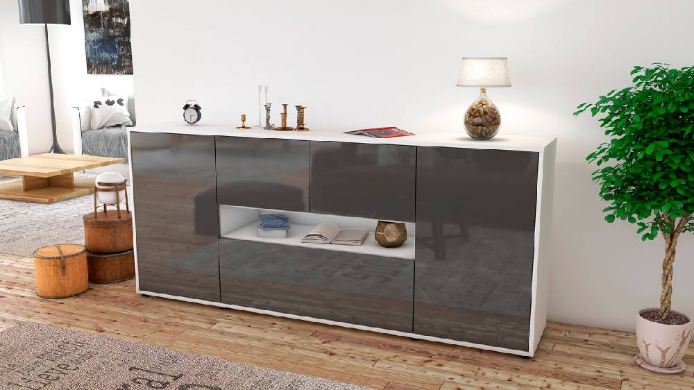 Stil Zeit Möbel Sideboard Elisabetta, Grau (180x79x35cm) Flash Sale