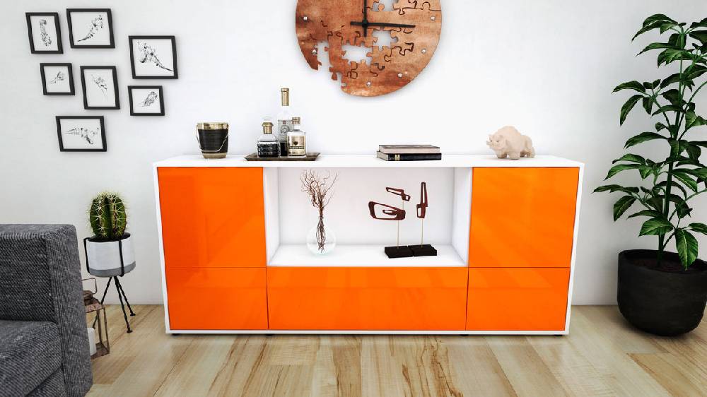 Stil Zeit Möbel Sideboard Elvezia, Orange (180x79x35cm) Online Shopping