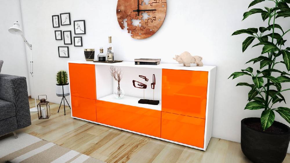 Stil Zeit Möbel Sideboard Elvezia, Orange (180x79x35cm) Online Shopping