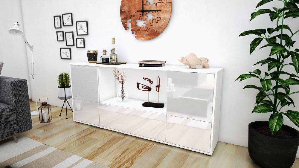 Stil Zeit Möbel Sideboard Elvezia, Weiß (180x79x35cm) Exklusivangebot