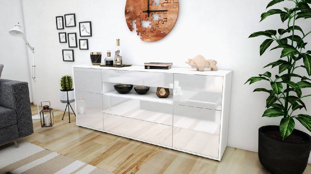 Stil Zeit Möbel Sideboard Emma, Weiß (180x79x35cm) Preisnachlass
