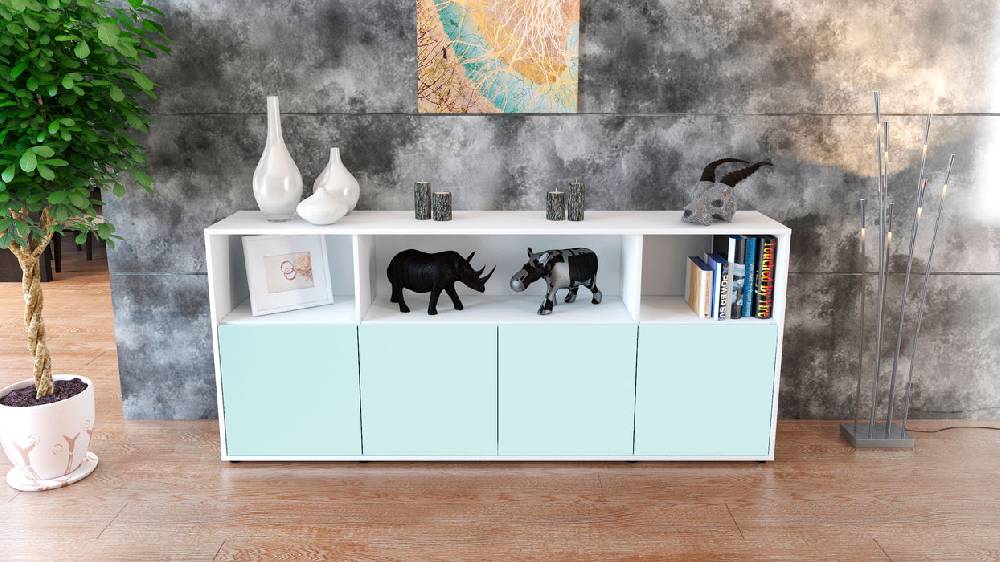 Stil Zeit Möbel Sideboard Enrica, Mint (180x79x35cm) Saisonschlussverkauf