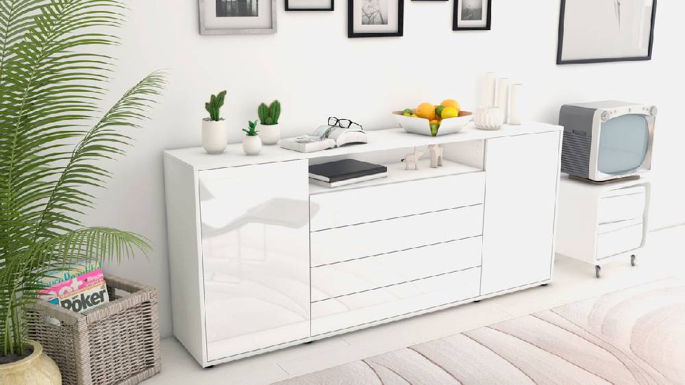 Stil Zeit Möbel Sideboard Enzo, Weiß (180x79x35cm) Cyber Monday