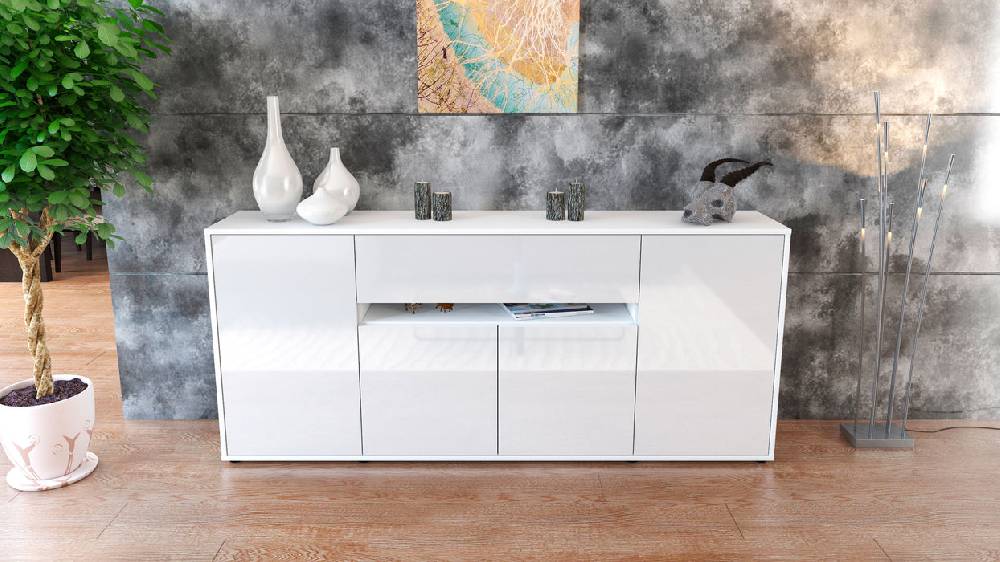 Stil Zeit Möbel Sideboard Flavia, Weiß (180x79x35cm) Osterangebot