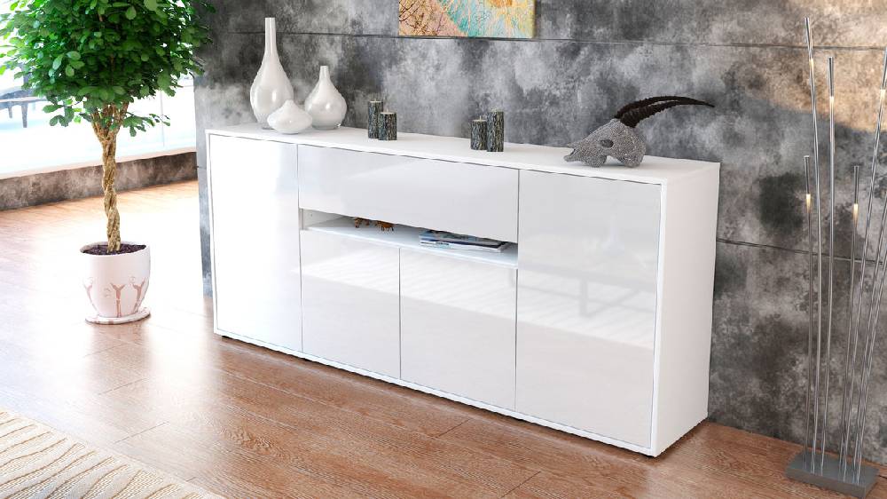 Stil Zeit Möbel Sideboard Flavia, Weiß (180x79x35cm) Osterangebot