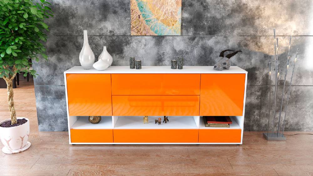 Stil Zeit Möbel Sideboard Florentina, Orange (180x79x35cm) Muttertagsangebot