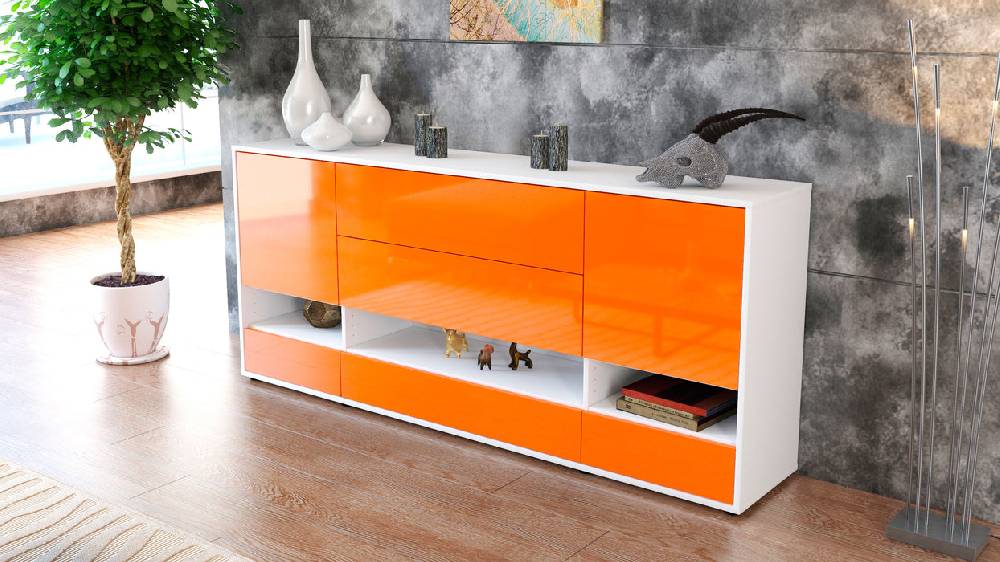 Stil Zeit Möbel Sideboard Florentina, Orange (180x79x35cm) Muttertagsangebot