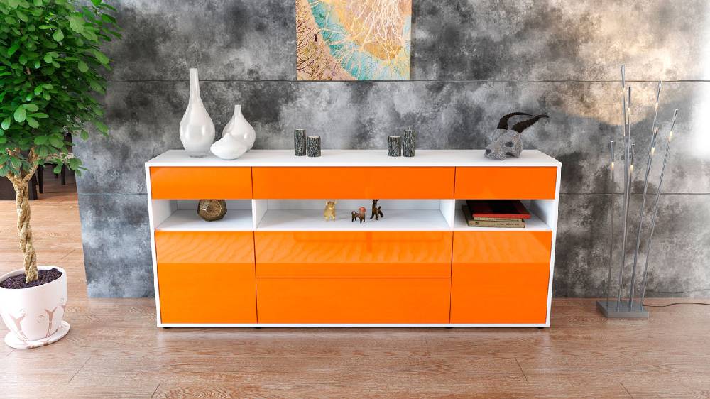 Stil Zeit Möbel Sideboard Floria, Orange (180x79x35cm) Vatertagsangebot