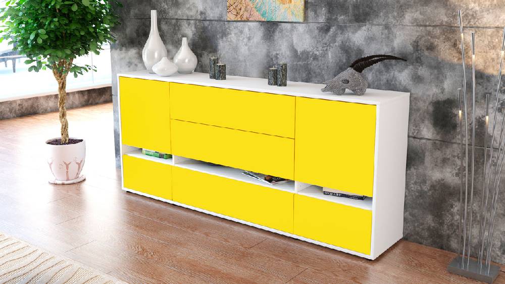 Stil Zeit Möbel Sideboard Floriana, Gelb (180x79x35cm) Lagerräumung