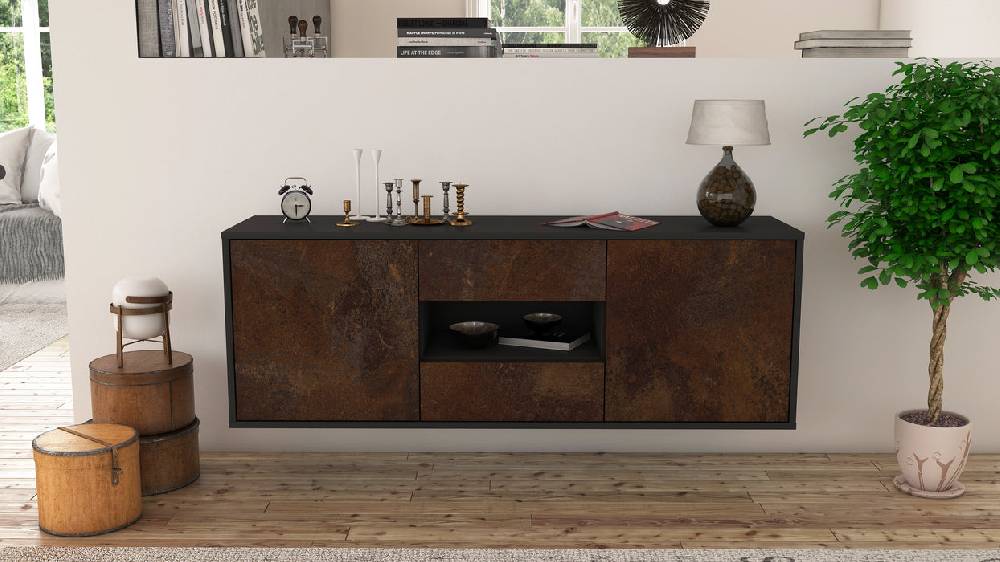 Stil Zeit Möbel Lowboard Tampa, Rost, hängend (136x49x35cm) Zeitlich begrenztes Angebot
