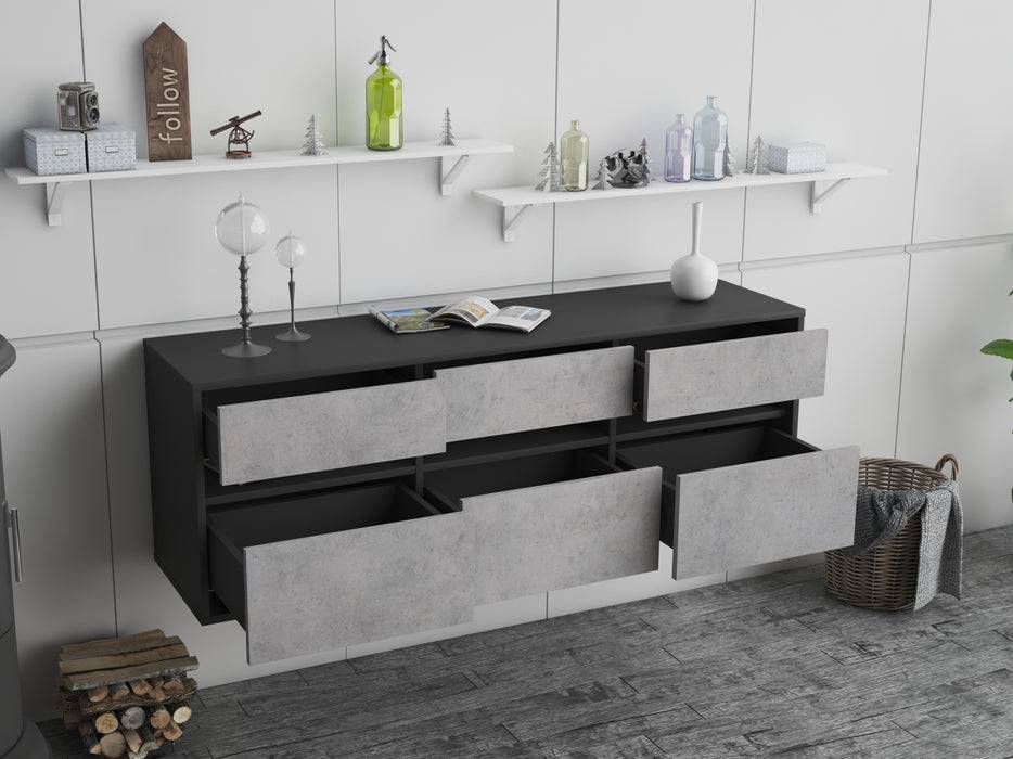 Stil Zeit Möbel Lowboard Raleigh, Beton, hängend (136x49x35cm) Exklusive Angebote