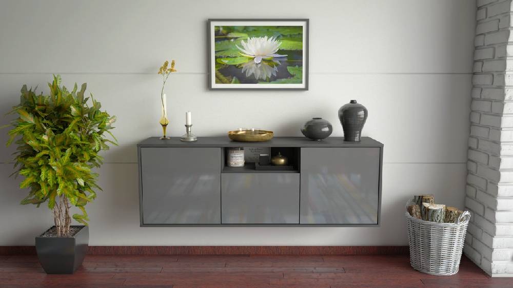 Stil Zeit Möbel Lowboard Mesa, Grau, hängend (136x49x35cm) Saisonale Angebote