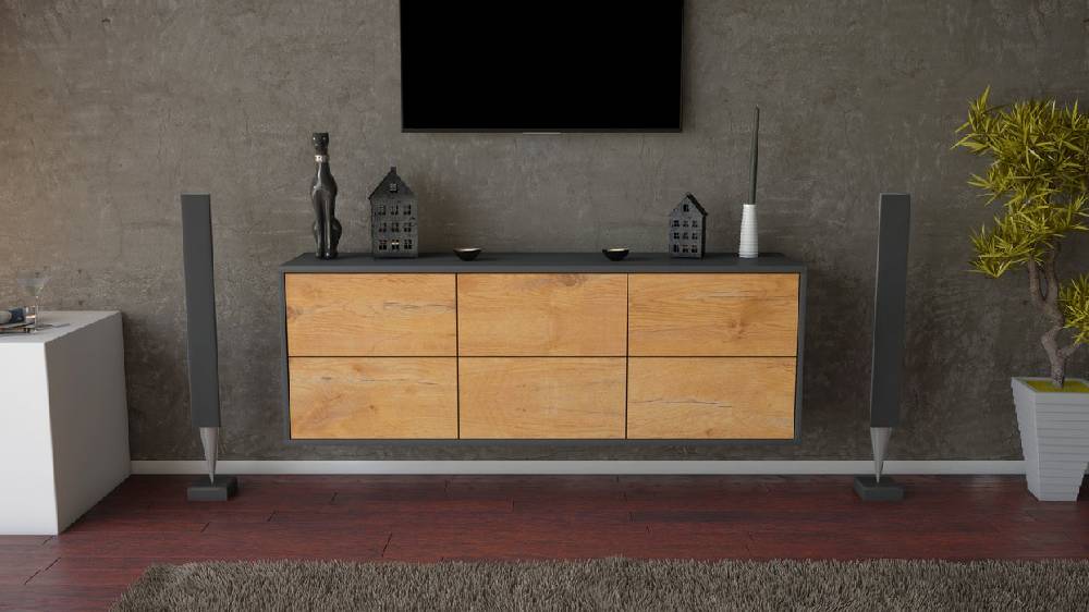 Stil Zeit Möbel Lowboard Washington D. C., Eiche, hängend (136x49x35cm) Sonderangebote