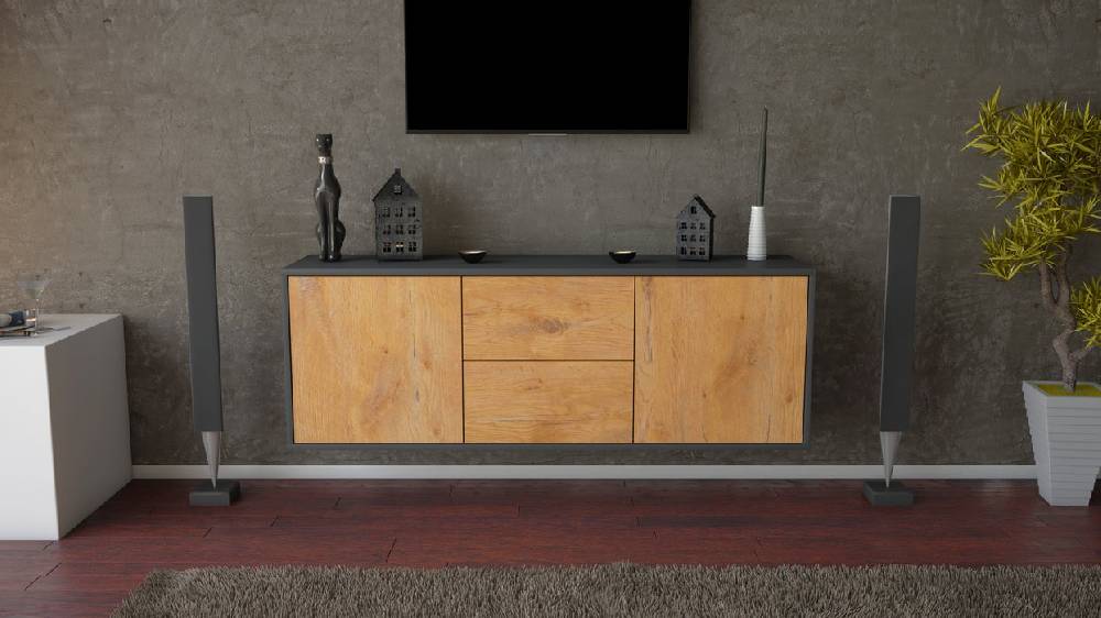 Stil Zeit Möbel Lowboard Nashville, Eiche, hängend (136x49x35cm) Riesige Ersparnisse