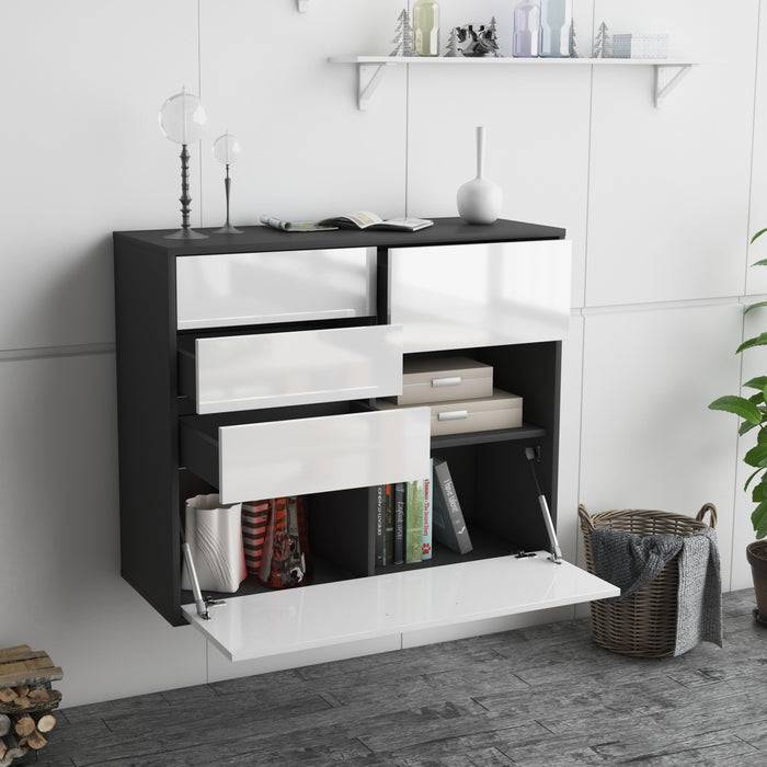 Stil Zeit Möbel Sideboard Knoxville, Grau, hängend (92x79x35cm) VIP-Rabatte