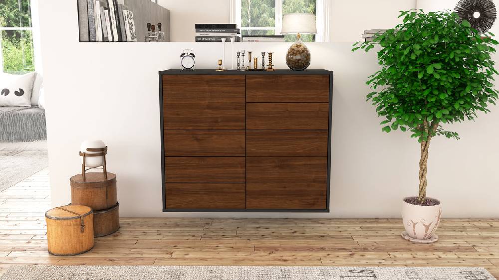 Stil Zeit Möbel Sideboard Paradise, Walnuss, hängend (92x79x35cm) Tiefpreis