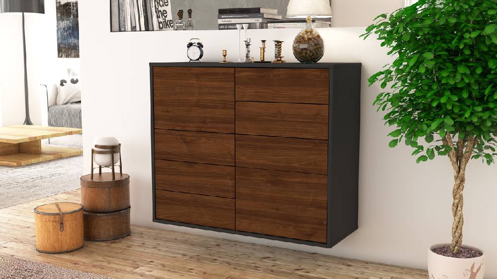 Stil Zeit Möbel Sideboard Paradise, Walnuss, hängend (92x79x35cm) Tiefpreis