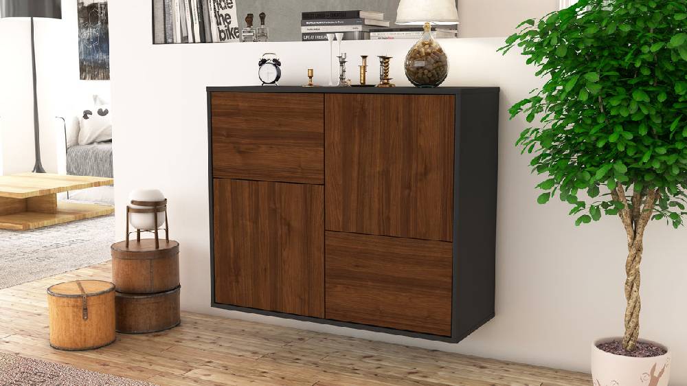 Stil Zeit Möbel Sideboard Fremont, Walnuss, hängend (92x79x35cm) Super Sparpreis