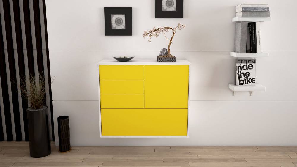 Stil Zeit Möbel Sideboard Fontana, Gelb, hängend (92x79x35cm) Wochenangebot