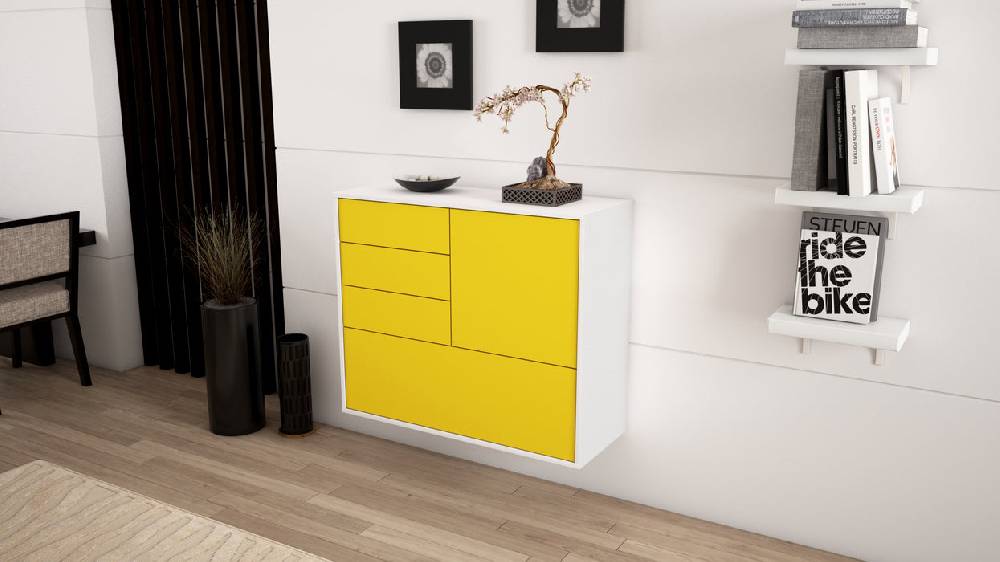 Stil Zeit Möbel Sideboard Fontana, Gelb, hängend (92x79x35cm) Wochenangebot