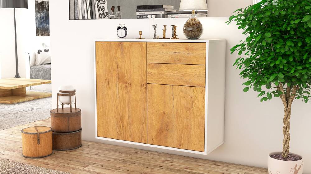 Stil Zeit Möbel Sideboard Huntington Beach, Eiche, hängend (92x79x35cm) Letzte 3 Tage