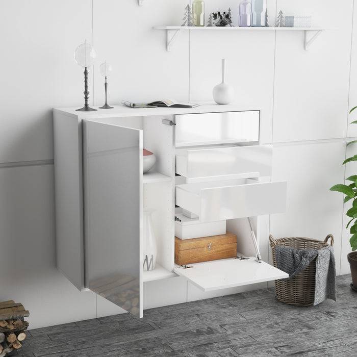 Stil Zeit Möbel Sideboard Tacoma, Weiß, hängend (92x79x35cm) Neueste Stile