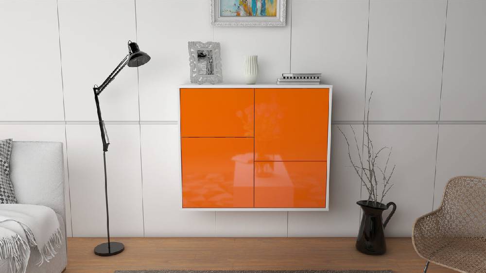 Stil Zeit Möbel Sideboard Fremont, Orange, hängend (92x79x35cm) Letzter Tag