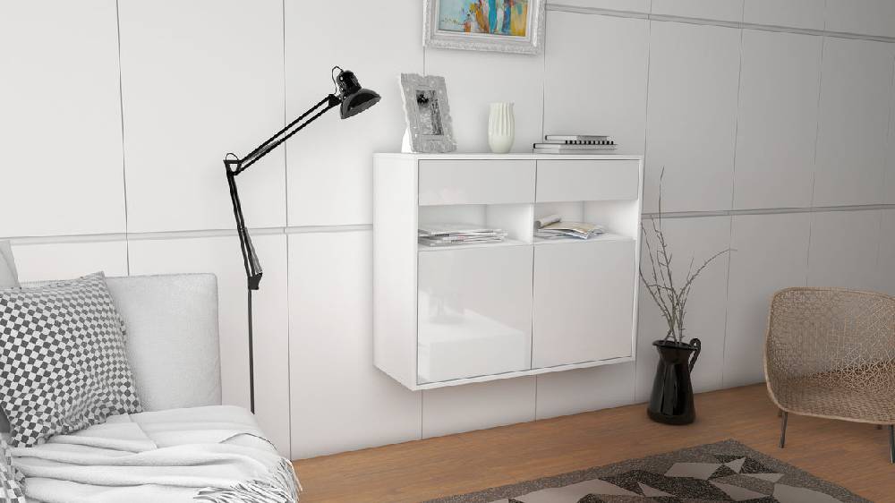 Stil Zeit Möbel Sideboard North Las Vegas, Weiß, hängend (92x79x35cm) Zeitbegrenzte Promotion