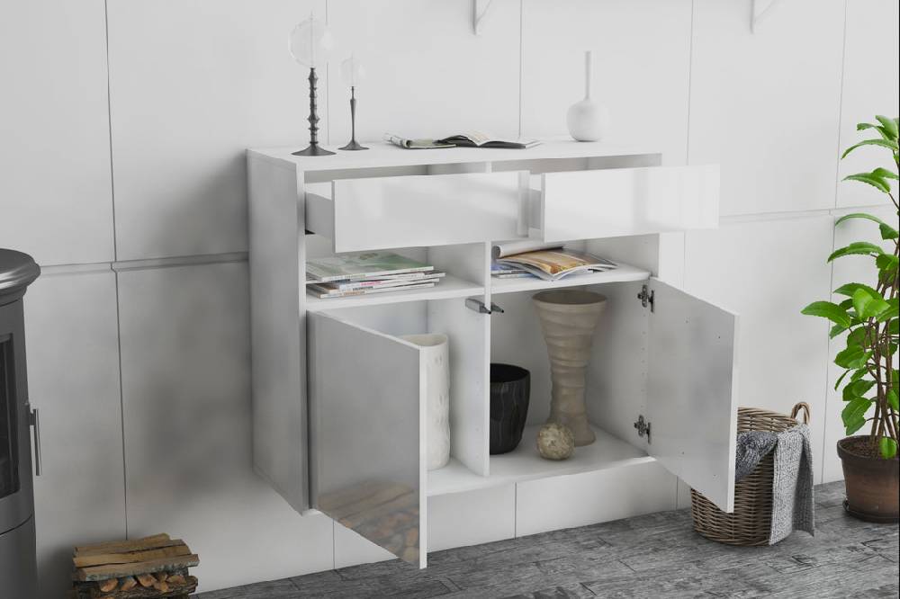 Stil Zeit Möbel Sideboard North Las Vegas, Weiß, hängend (92x79x35cm) Zeitbegrenzte Promotion
