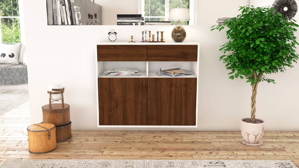 Stil Zeit Möbel Sideboard North Las Vegas, Walnuss, hängend (92x79x35cm) Bis zu 50% Rabatt