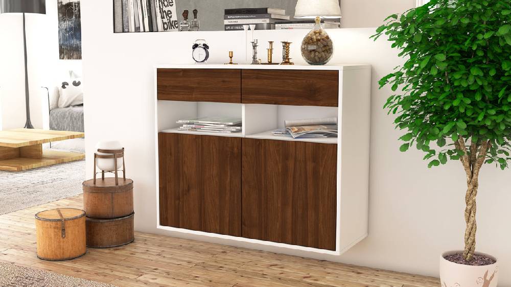 Stil Zeit Möbel Sideboard North Las Vegas, Walnuss, hängend (92x79x35cm) Bis zu 50% Rabatt