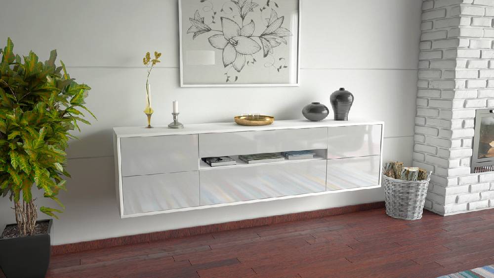 Stil Zeit Möbel Lowboard Reno, Weiß, hängend (180x49x35cm) Bis zu 60% Rabatt