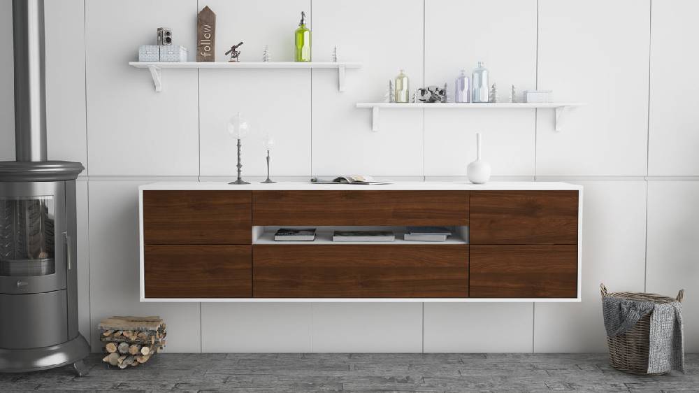 Stil Zeit Möbel Lowboard Reno, Walnuss, hängend (180x49x35cm) Bis zu 65% Rabatt