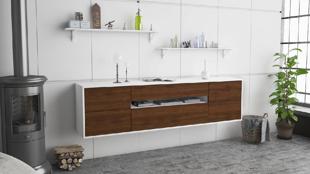 Stil Zeit Möbel Lowboard Reno, Walnuss, hängend (180x49x35cm) Bis zu 65% Rabatt