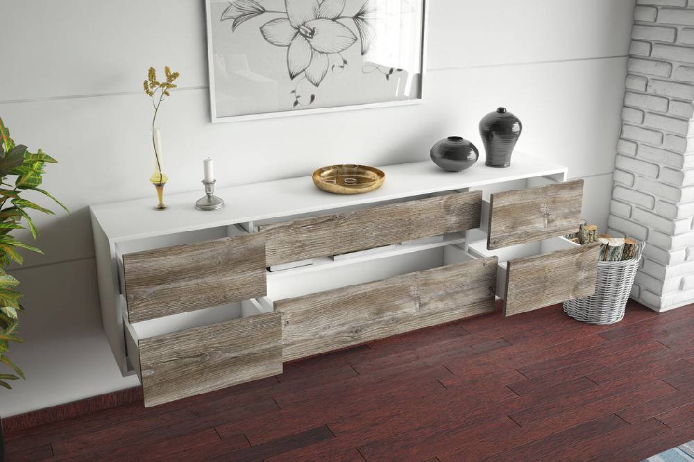 Stil Zeit Möbel Lowboard Reno, Walnuss, hängend (180x49x35cm) Bis zu 65% Rabatt