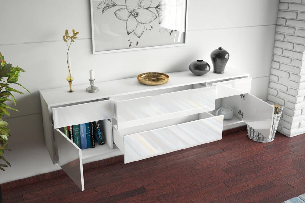 Stil Zeit Möbel Lowboard Chula Vista, Orange, hängend (180x49x35cm) Sonderangebot der Fabrik
