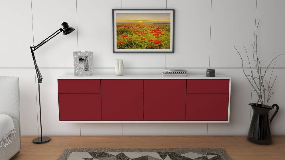 Stil Zeit Möbel Lowboard Madison, Bordeaux, hängend (180x49x35cm) Bis zu 55% Rabatt