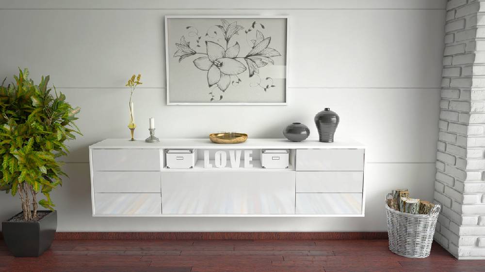 Stil Zeit Möbel Lowboard New Orleans, Weiß, hängend (180x49x35cm) Discount Store für neue Produkte