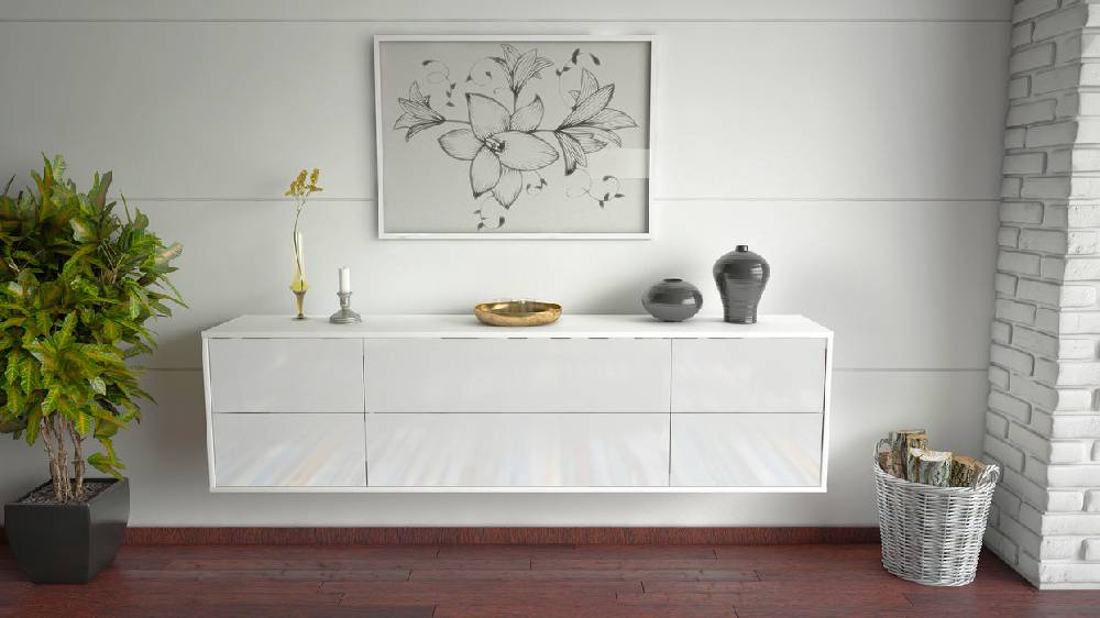 Stil Zeit Möbel Lowboard Saint Paul, Weiß, hängend (180x49x35cm) Super Rabatt