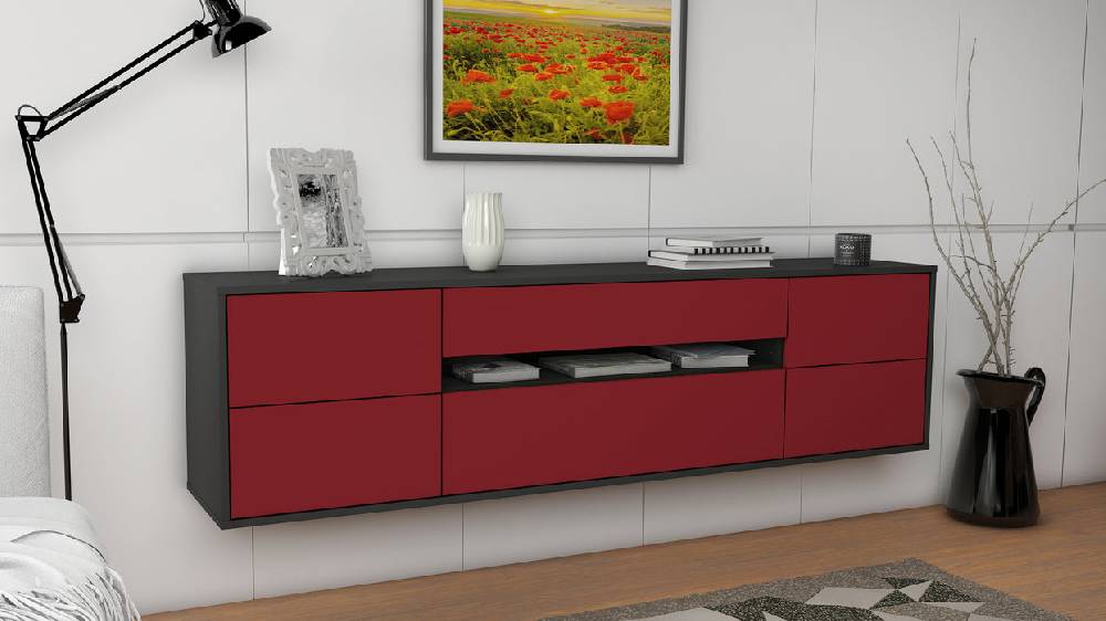 Stil Zeit Möbel Lowboard Reno, Bordeaux, hängend (180x49x35cm) Im Verkauf