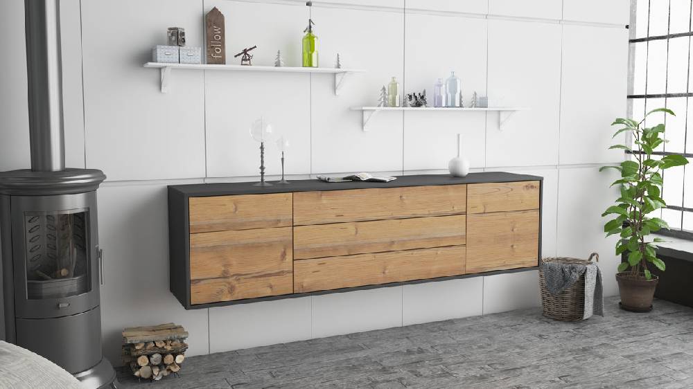 Stil Zeit Möbel Lowboard Orlando, Pinie, hängend (180x49x35cm) Outlet