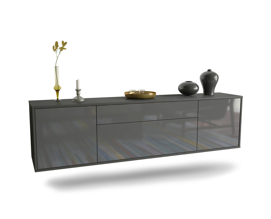 Stil Zeit Möbel Lowboard Aurora, Grau, hängend (180x49x35cm)