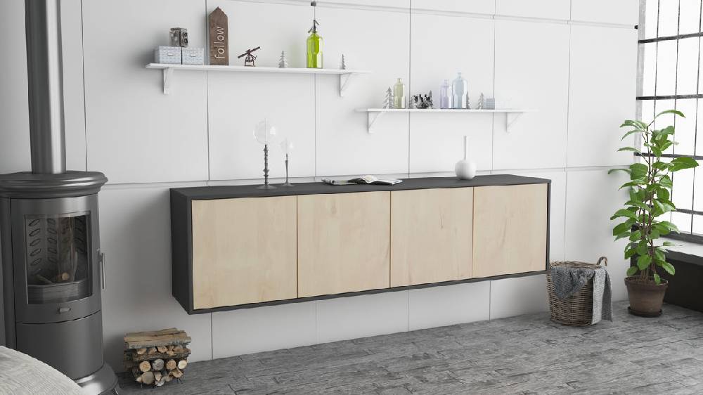 Stil Zeit Möbel Lowboard Anaheim, Zeder, hängend (180x49x35cm) Rabatt