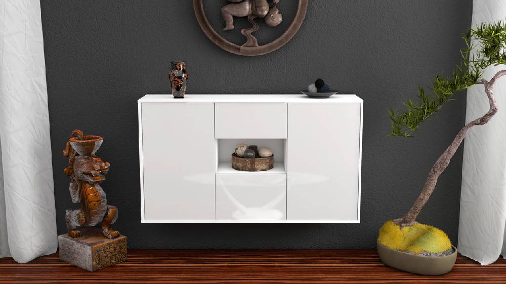 Stil Zeit Möbel Sideboard Pasadena, Weiß, hängend (136x79x35cm) Großer Ausverkauf